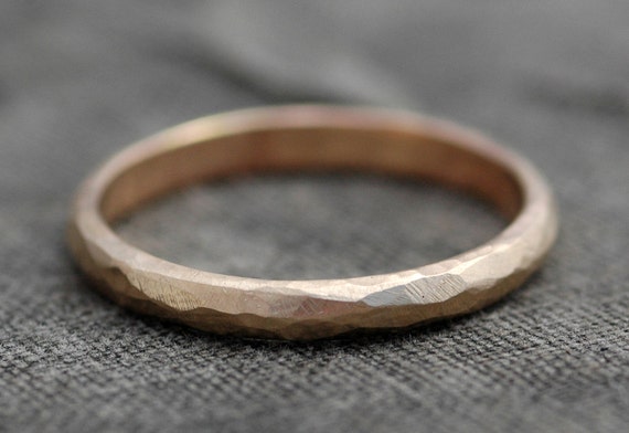 Faceted Textured Gold Stacking Ring- 14k Recycled White, Yellow, or Rose Gold Handmade