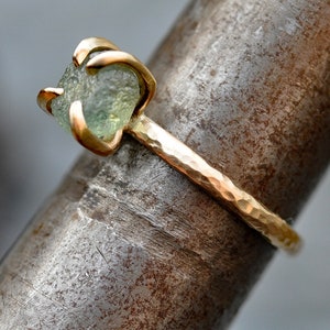 Raw Montana Sapphire Rough Uncut on 14k Recycled Gold Ring Made to Order Handmade image 6