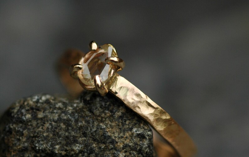 Rose Cut White Diamond on Recycled Gold Ring Custom Unique Engagement Ring Handmade image 4