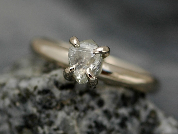 Certified Ocean Sourced Rough Diamond on Recycled Gold Band- Custom Made Engagement Ring