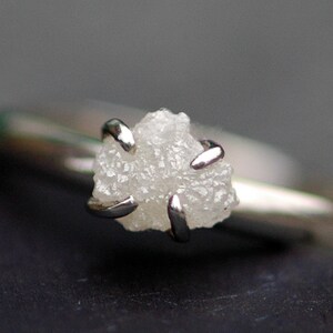Conflict Free Rough Large Diamond Engagement Ring in 18k White, Rose, or Yellow Gold- 1.25 Carat Handmade image 2