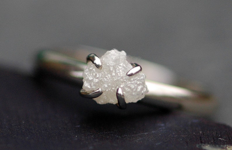 Conflict Free Rough Large Diamond Engagement Ring in 18k White, Rose, or Yellow Gold- 1.25 Carat Handmade image 2