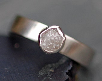 Rough Raw Diamond Ring in 18k or 14k Recycled Yellow, Rose, or White Gold Handmade