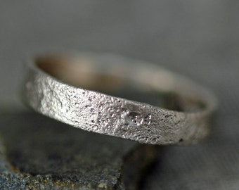 Reticulated Recycled Gold Ring- Custom Made to Order Moon Textured Wedding Band Handmade