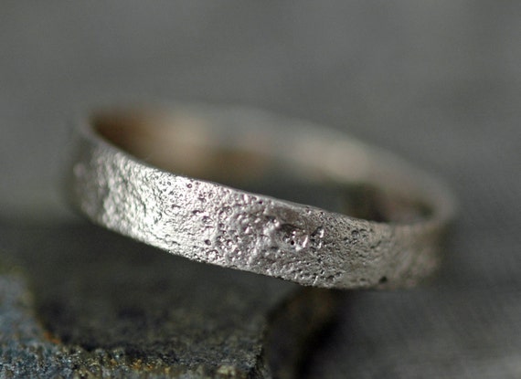 Reticulated Recycled Gold Ring- Custom Made to Order Moon Textured Wedding Band Handmade