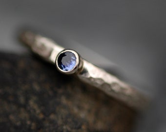 Gold Stacking Ring with Yogo Gulch Sapphire- 14k or 18k Recycled White, Yellow, or Rose Gold