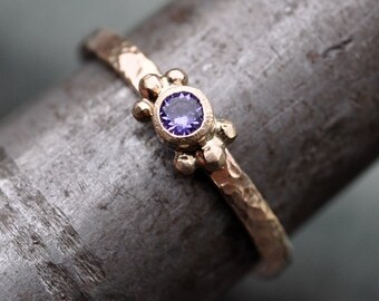 Purple Sapphire in Yellow Gold Ring- Size 7 Ready To Ship Handmade
