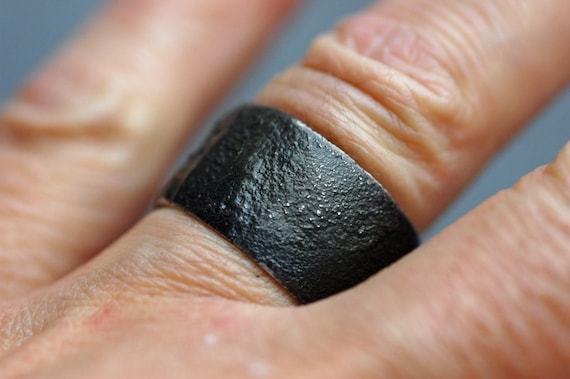 Reticulated Wide-Band Sterling Silver Ring- Oxidized- Custom Made Handmade