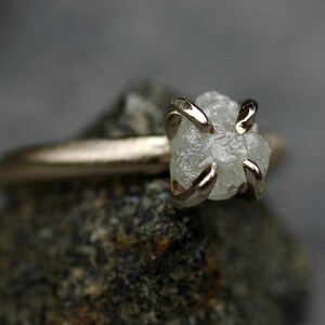 Conflict Free Rough Large Diamond Engagement Ring in 18k White, Rose, or Yellow Gold- 1.25 Carat Handmade image 6