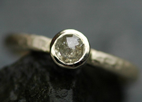 Rose Cut Diamond in  Recycled 14k Gold Ring- Made To Order Handmade