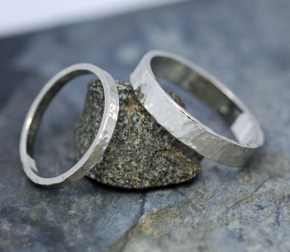 10k Gold Wedding Bands Handmade Custom Made Solid Gold Two Rings