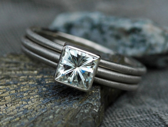 Princess Cut Moissanite in 14k or 18k Gold Ring