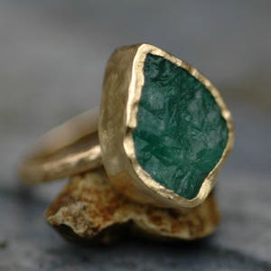 Rough Emerald in 18k Gold Ring Custom Made image 4