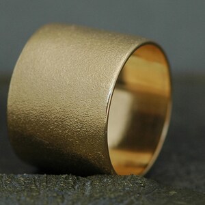 14k Gold Wedding Band with Pinbrushed Finish Custom Made 15mm Wide Band Handmade image 3