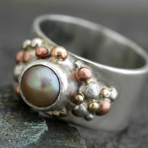 Freshwater Pearl in Sterling Silver Ring Custom Made image 1