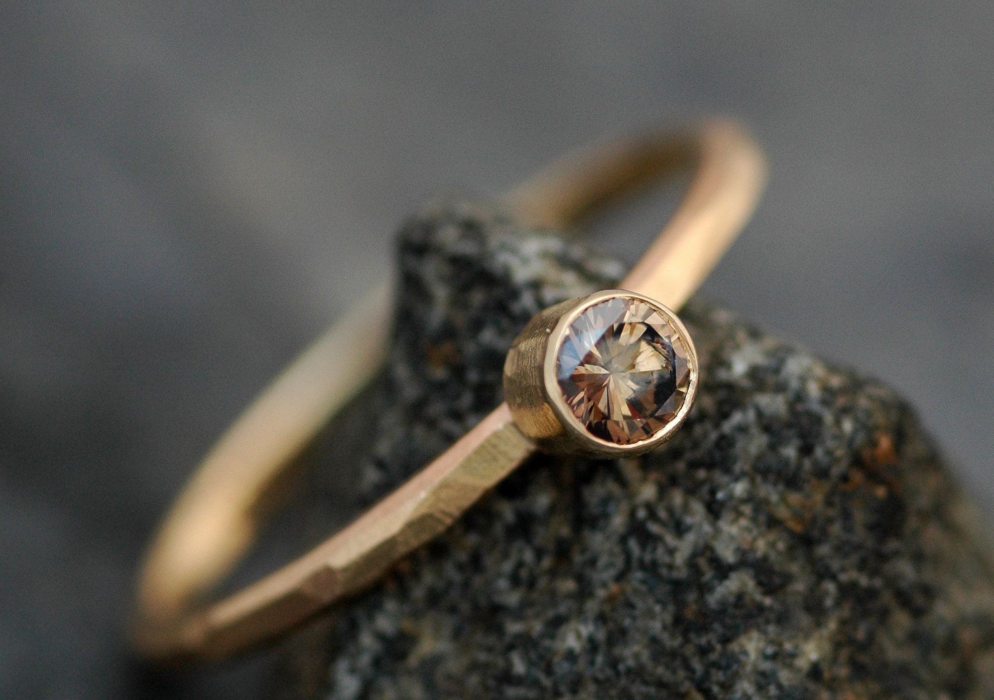 Cognac Chocolate Diamond in Recycled 14k Yellow Gold Engagement Ring