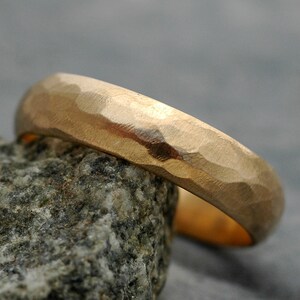 Thick 14k Gold Wedding Band- Custom Made Recycled Gold Wide Ring Handmade