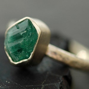 Rough Emerald in 18k Gold Ring Custom Made image 8