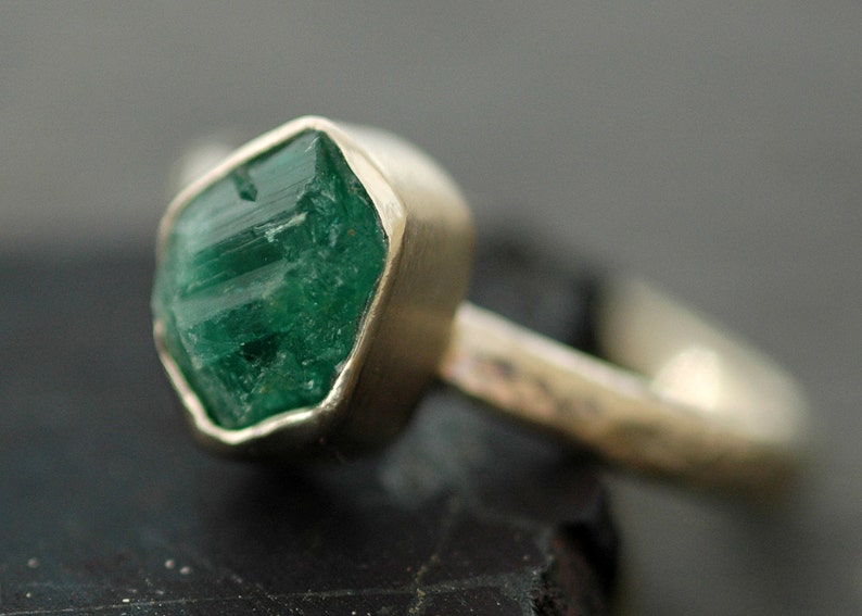 Rough Emerald in 18k Gold Ring Custom Made image 8