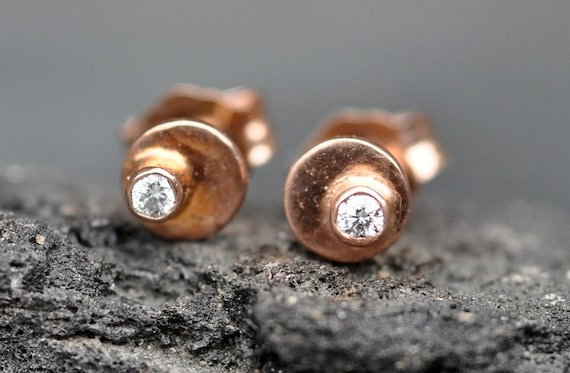 Little White Diamond Earrings- Rose Gold- Ready to Ship