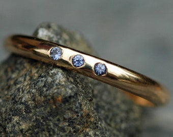 American Montana Yogo Gulch Sapphires in Recycled 14k or 18k Ring- Custom Made Wedding Band