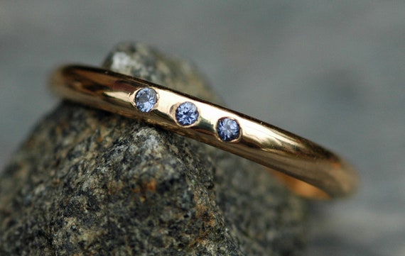 American Montana Yogo Gulch Sapphires in Recycled 14k or 18k Ring- Custom Made Wedding Band