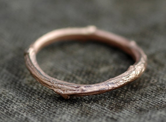 14k Gold Branch Ring- Twig Band, Custom Made Wedding or Engagement Ring in Rose, Yellow, or White Gold Handmade