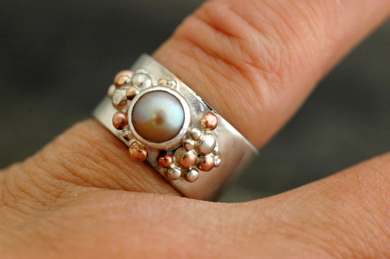 Freshwater Pearl in Sterling Silver Ring Custom Made image 5