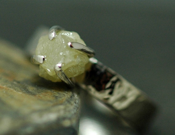 Prong-Set Cube Diamond  Ring in 14k Gold- Custom Made