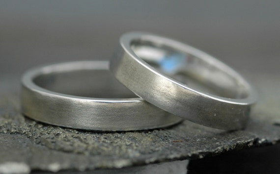 Thick Sterling Silver Bands-  Custom Made Two Ring Set