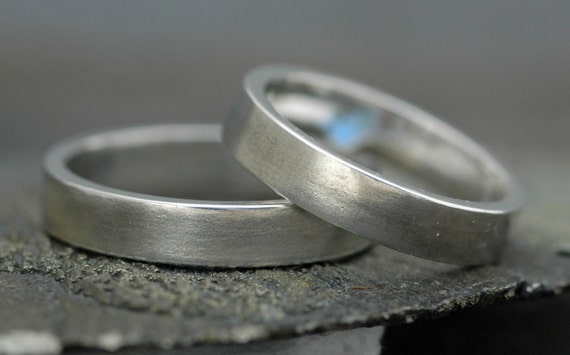 Thick Sterling Silver Bands-  Custom Made Two Ring Set Handmade
