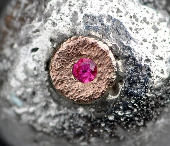 Greenland Ruby Sterling Silver Rose Gold Necklace Pendant With or Without Chain One of a Kind Ready to Ship Handmade OOAK