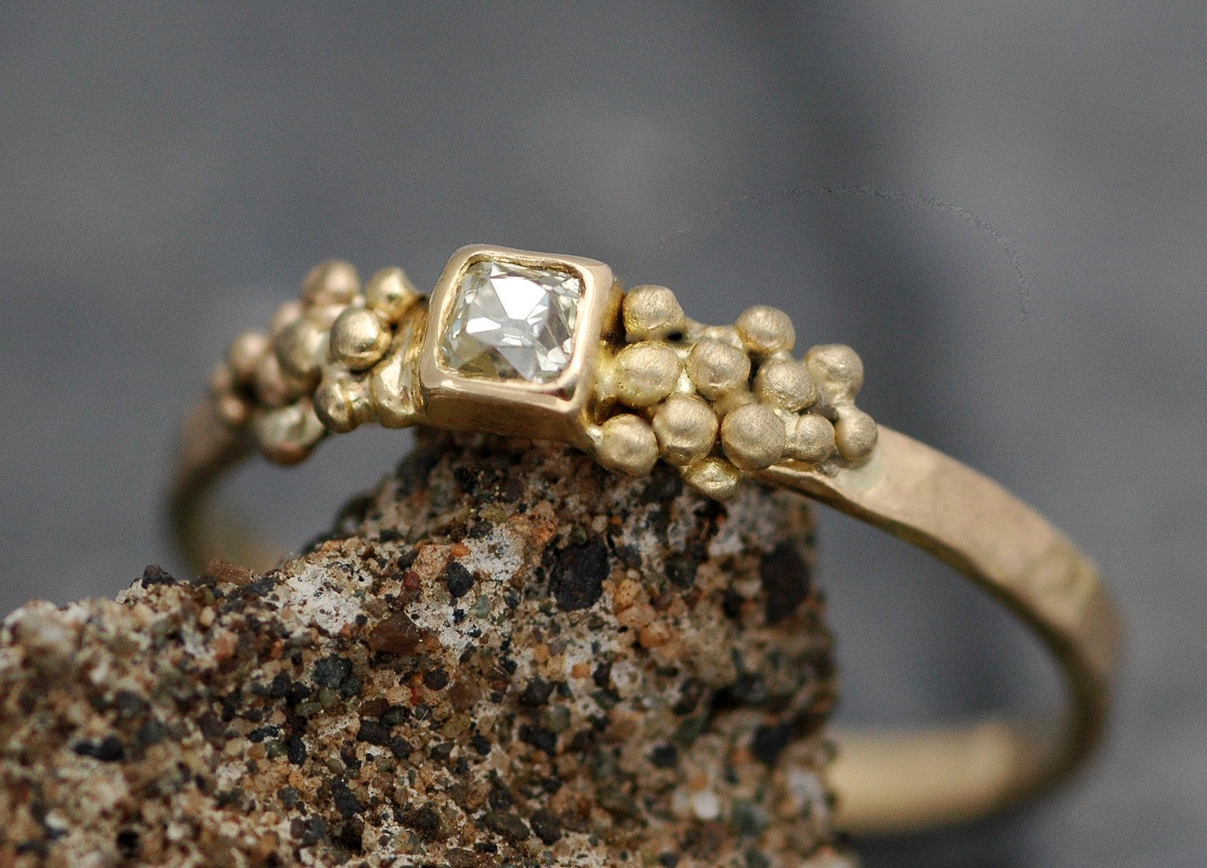 LynnieBeth Old Mine Oval White and Gold Ring - Diamond