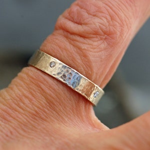 Recycled 14k Gold and Flush Set Diamond Ring 4mm Band Custom Wedding Band Handmade image 5