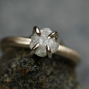 Conflict Free Rough Large Diamond Engagement Ring in 18k White, Rose, or Yellow Gold- 1.25 Carat Handmade image 7