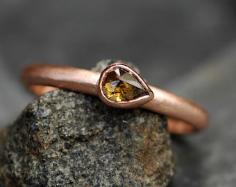 Rose Cut Diamond in  Recycled 14k Gold Ring- Custom Made to Order Engagement Ring Handmade