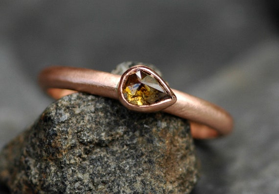 Rose Cut Diamond in  Recycled 14k Gold Ring- Custom Made to Order Engagement Ring Handmade