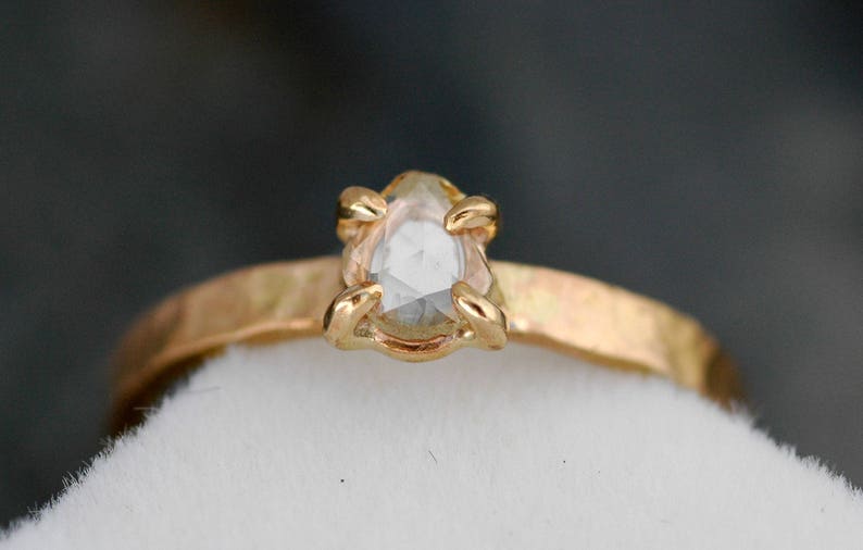 Rose Cut White Diamond on Recycled Gold Ring Custom Unique Engagement Ring Handmade image 3