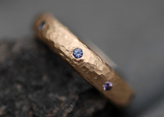 Yogo Gulch Sapphires in Recycled Gold Ring- Custom Made Band