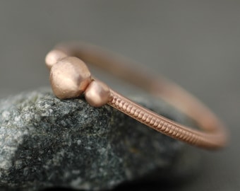 Versandfertig - 14k Roségold Milgrain und retikuliertes Orb Ring