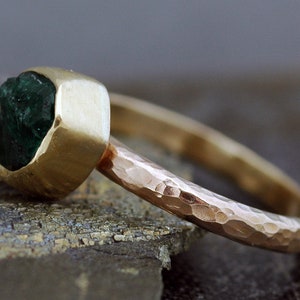 Rough Emerald Ring in 14k Gold Custom Made in Rose, Yellow, or White Gold image 3