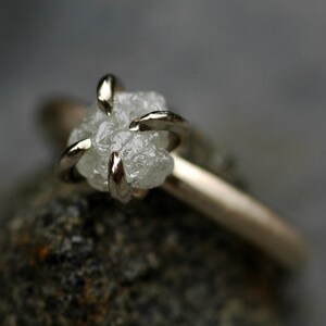 Conflict Free Rough Large Diamond Engagement Ring in 18k White, Rose, or Yellow Gold- 1.25 Carat Handmade image 5