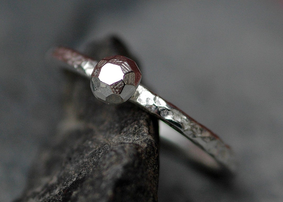 Alternative Diamond Engagement Ring- Thick Hammered Sterling Silver ...