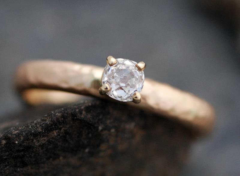 Dazzling Yellow Old Mine Cut Diamond Deco Engagement Ring – Gem Set Love
