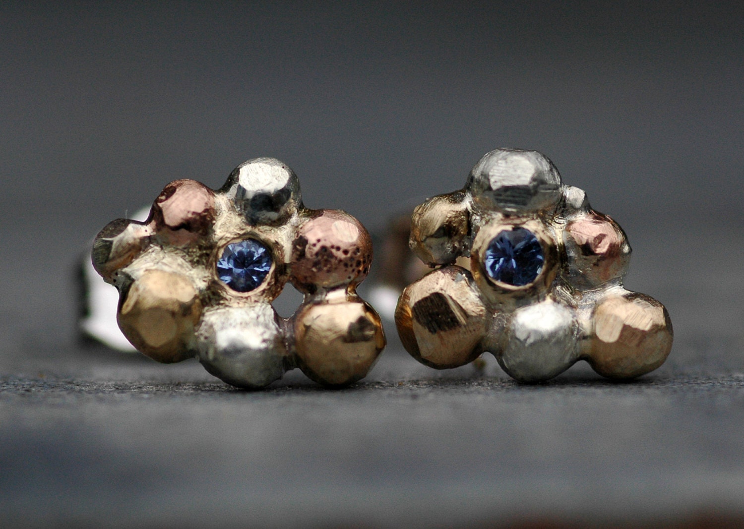 Montana Yogo Gulch Sapphires in Orb Cluster Rose, White, and Yellow