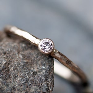 Salt and Pepper Diamond on Thin Solid Recycled Gold Band Rose Yellow White Gold in 14k 18k Engagement Ring