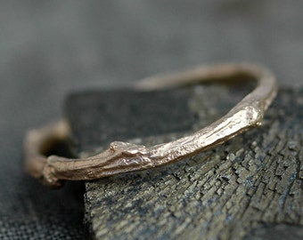 14k Gold Branch Ring- Twig Band, Custom Made Wedding or Engagement Ring in Yellow, White, or Rose Gold Handmade