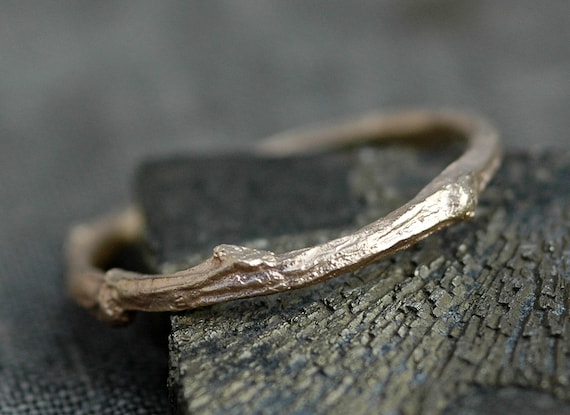 14k Gold Branch Ring- Twig Band, Custom Made Wedding or Engagement Ring in Yellow, White, or Rose Gold