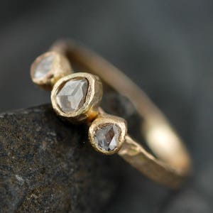 Rose Cut White Diamond on Recycled Gold Ring Custom Unique Engagement Ring Handmade image 9