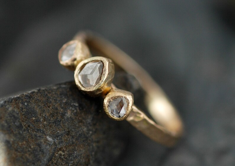 Rose Cut White Diamond on Recycled Gold Ring Custom Unique Engagement Ring Handmade image 9